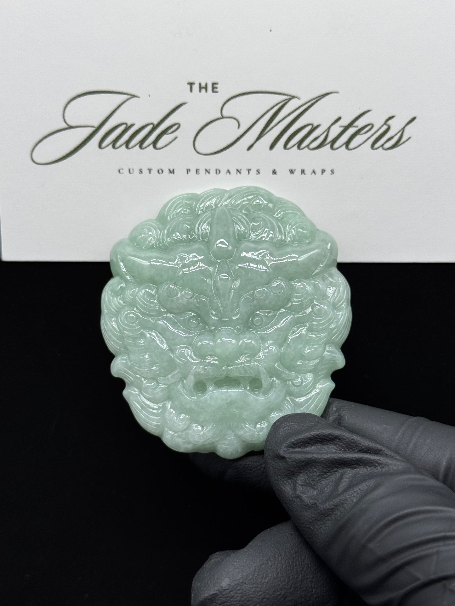 Light Green Fu Dog Pendant 💚 – Hand-Carved Certified Grade A Jade