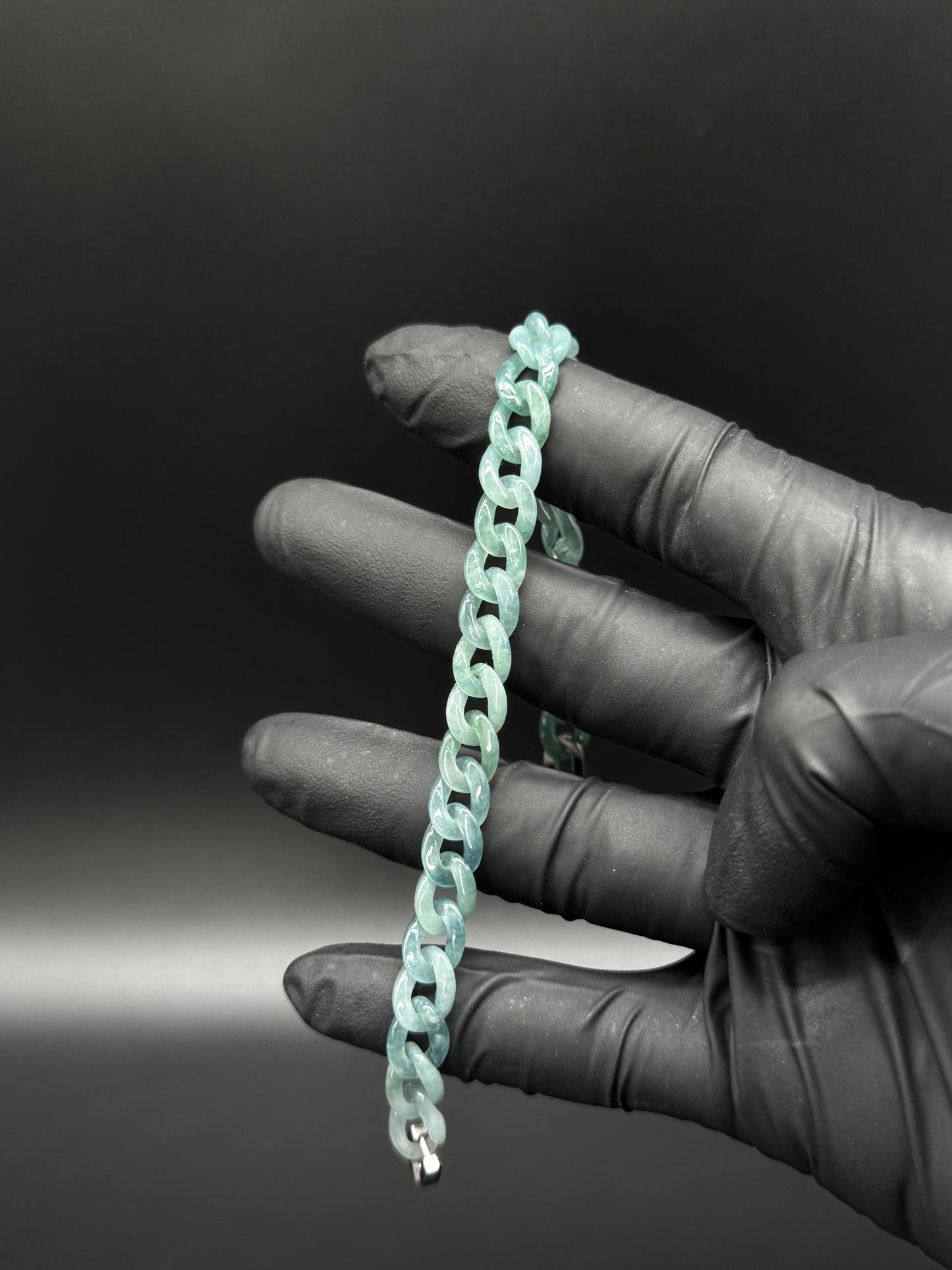 Blue Water Jade Cuban Bracelet