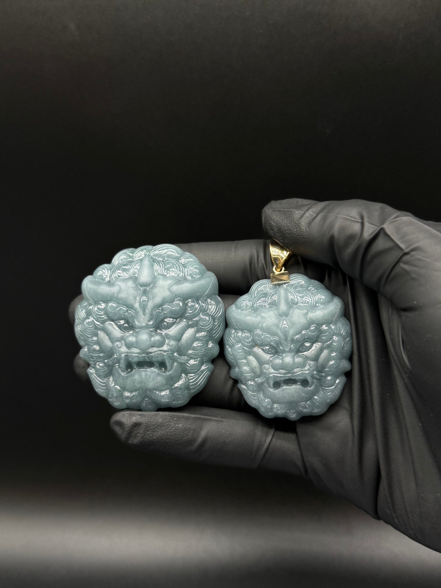 Fu Dog Jade Pendant – Hand-Carved Certified Grade A Jade with Custom 18kt Gold Bail & Certificate