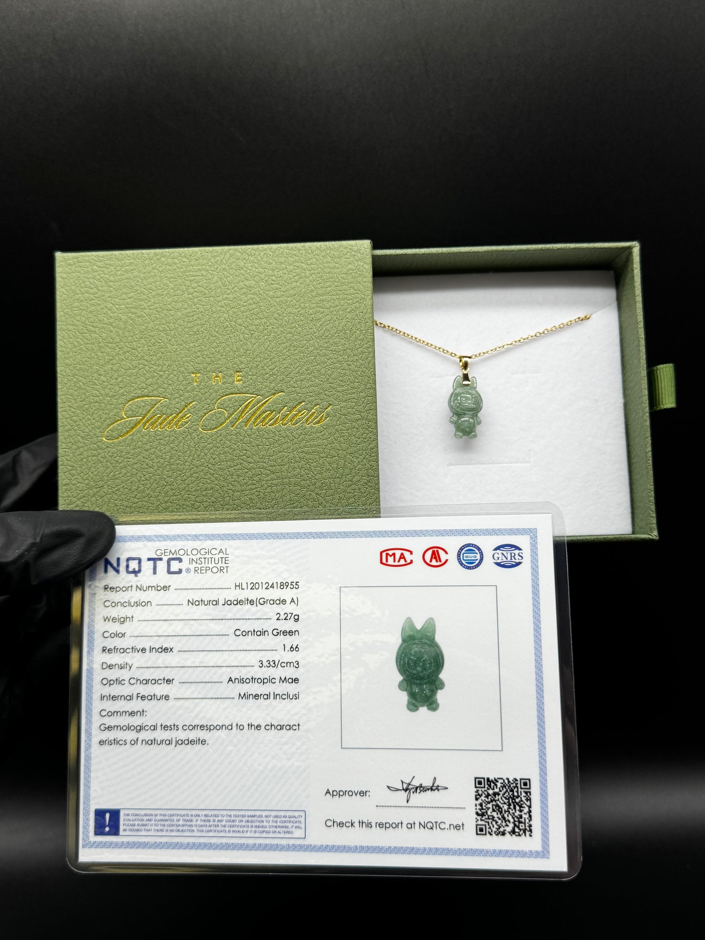 Micro Labubu Pendant – Certified Hand-Carved Grade A Jade