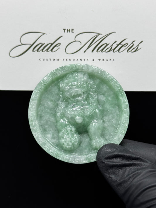 1:1 Lucky Green Fu Dog Pendant 🍀 – Hand-Carved Certified Grade A Jade