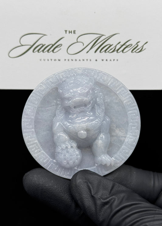 White Fu Dog Pendant 🤍 – Hand-Carved Certified Grade A Jade 💚