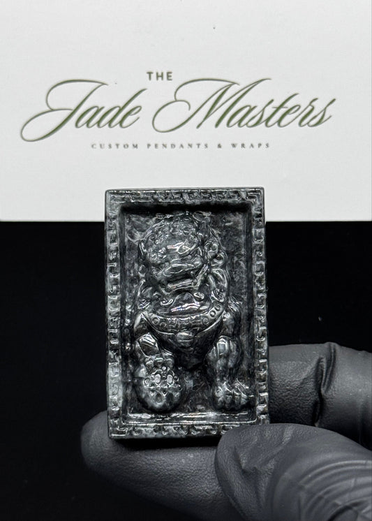 Black Fu Dog Pendant 💚 – Hand-Carved Certified Grade A Jade