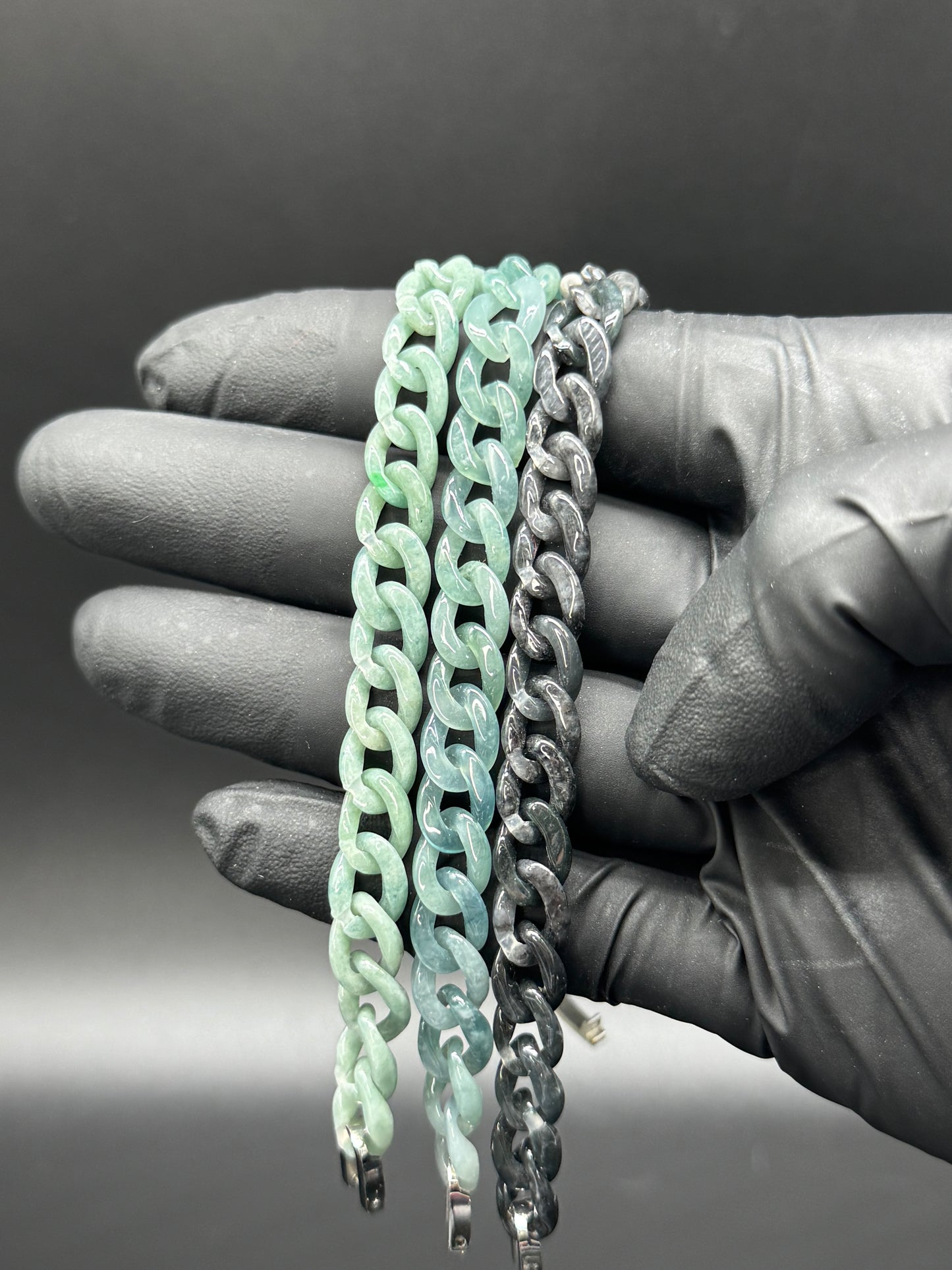 Blue Water Jade Cuban Bracelet