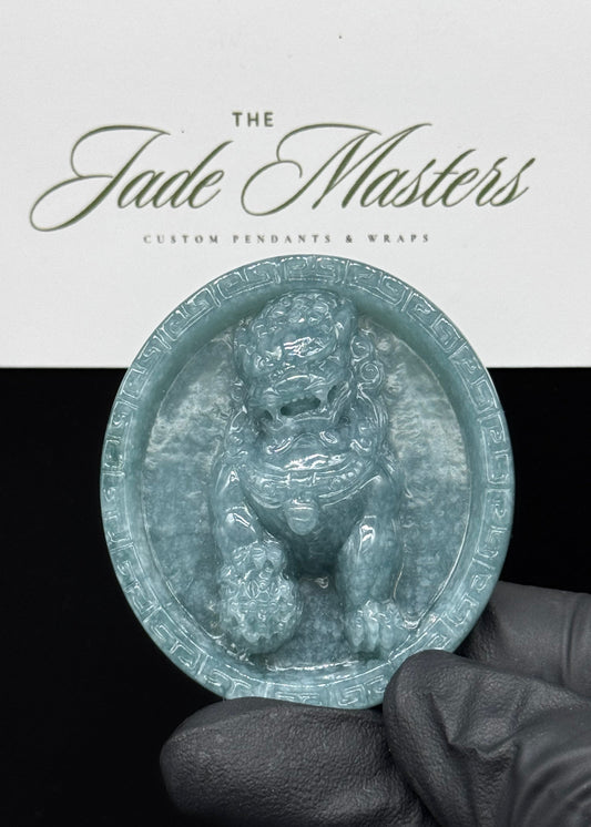 Blue Water Fu Dog Pendant 💚 – Hand-Carved Certified Grade A Jade
