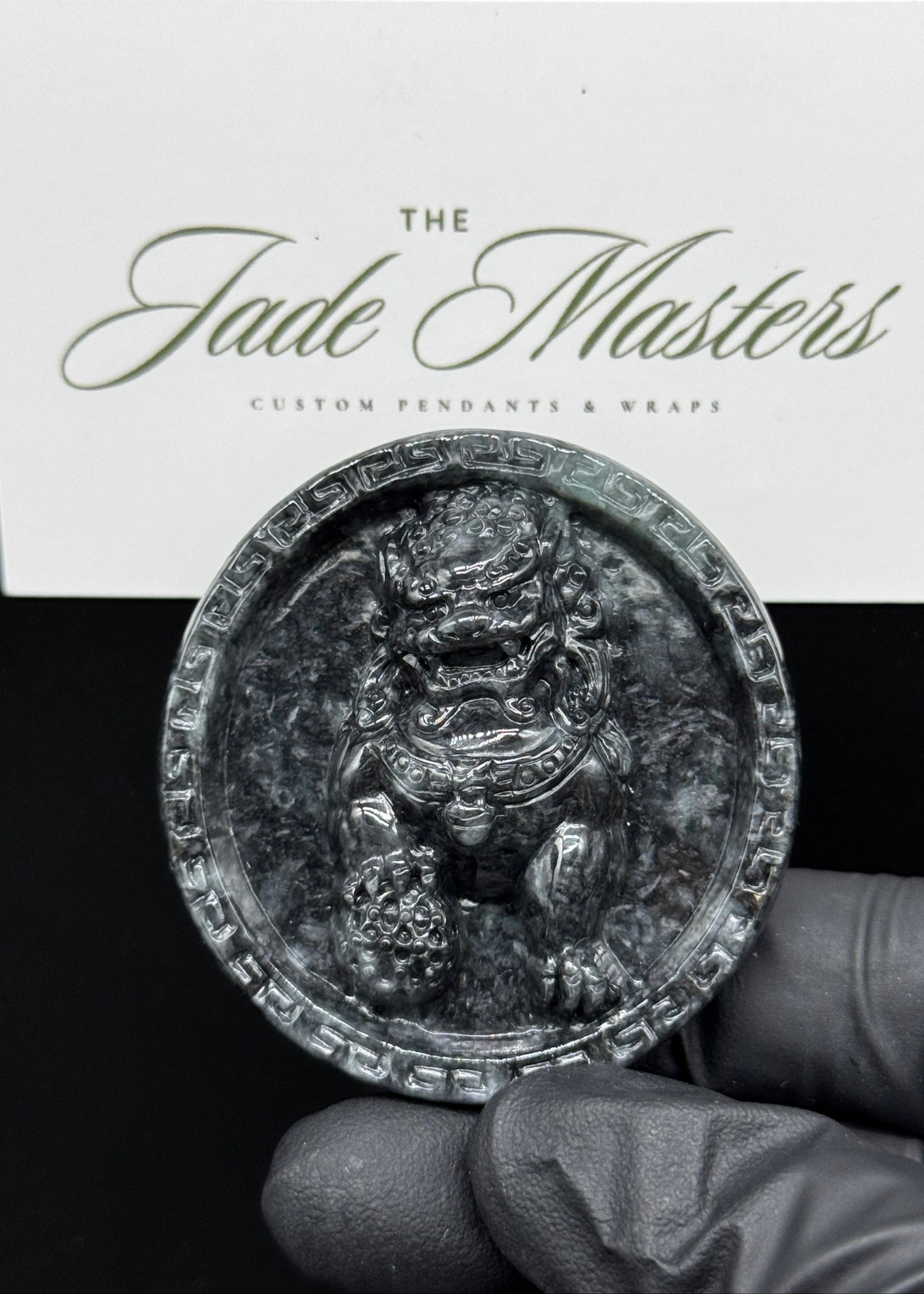 Circle Fu Dog Jade Pendant – Hand-Carved Certified Grade A Jade Guardian
