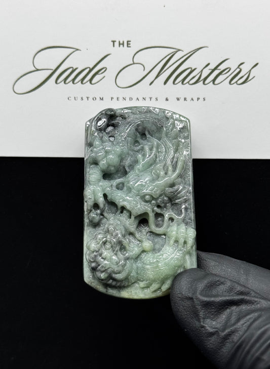 1:1 Black and Green Dragon vs Tiger Pendant – Hand-Carved Certified Grade A Jade