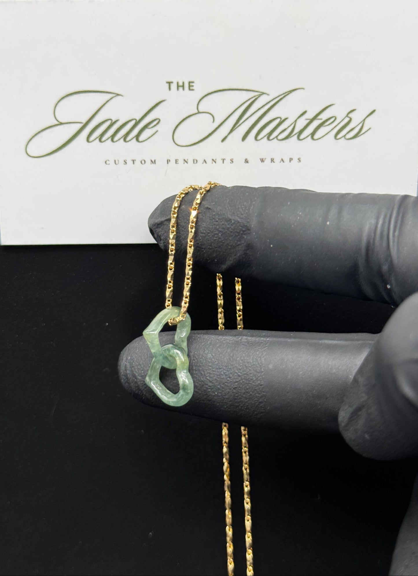 Double Linked Jade Heart Pendant