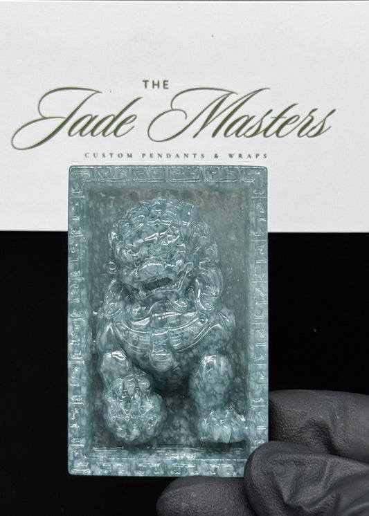 Blue Water Fu Dog Pendant 💙 – Hand-Carved Certified Grade A Jade