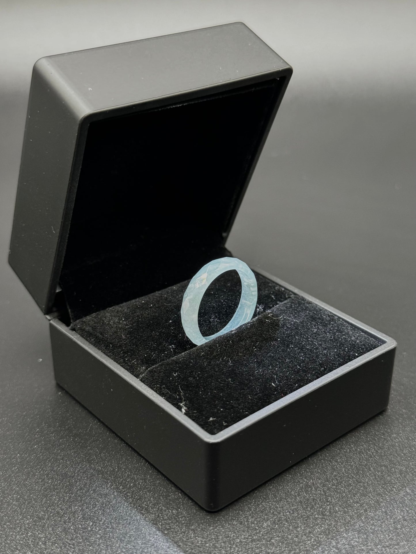 Blue Water Diamond-Cut Jade Ring