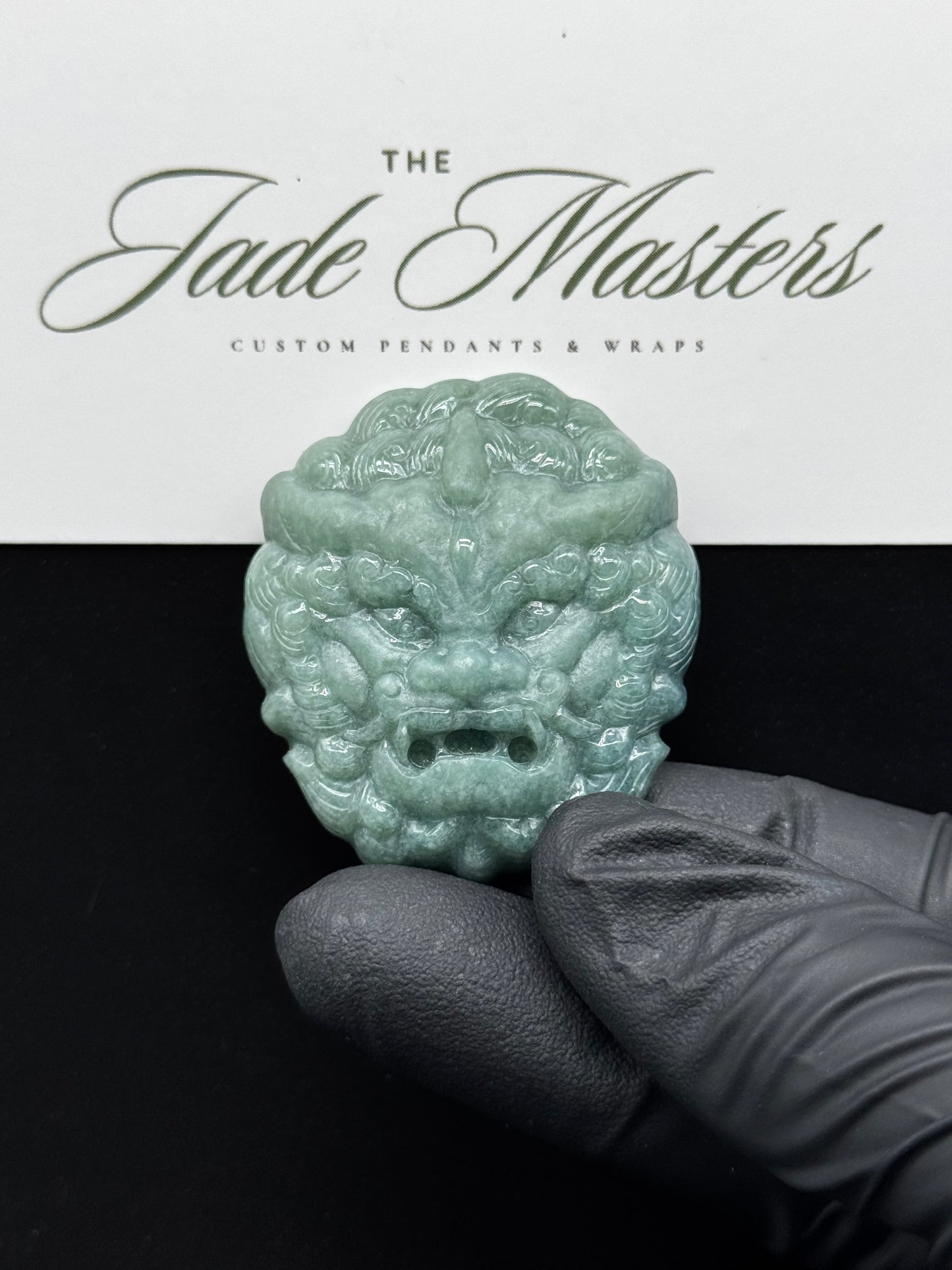 Light Green Fu Dog Pendant 💚 – Hand-Carved Certified Grade A Jade