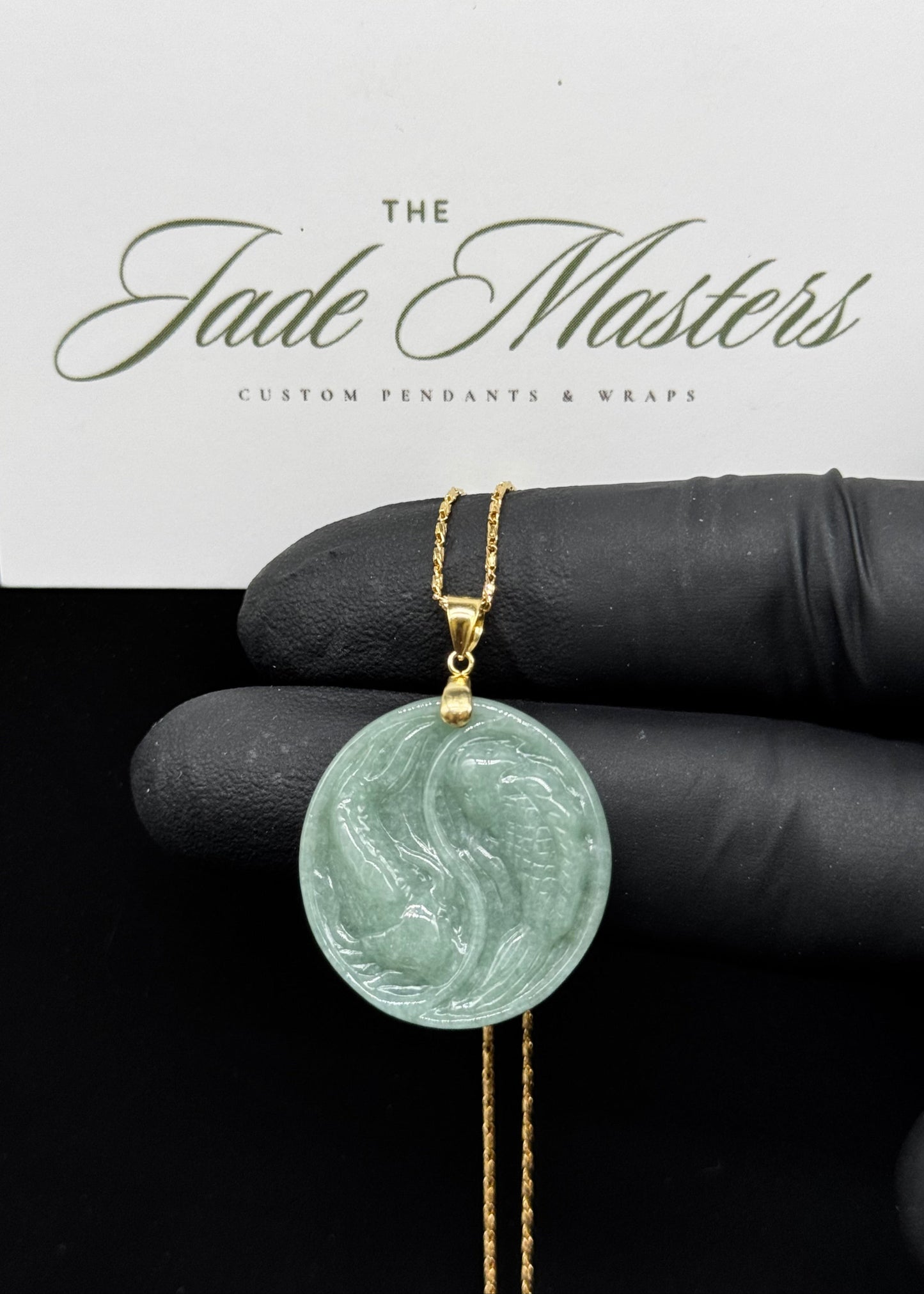 Full Koi Fish Pendant – Hand-Carved Certified Grade A Jade ☯️