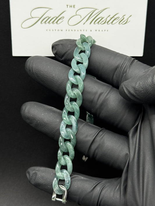 Blue Water Jade Cuban Bracelet