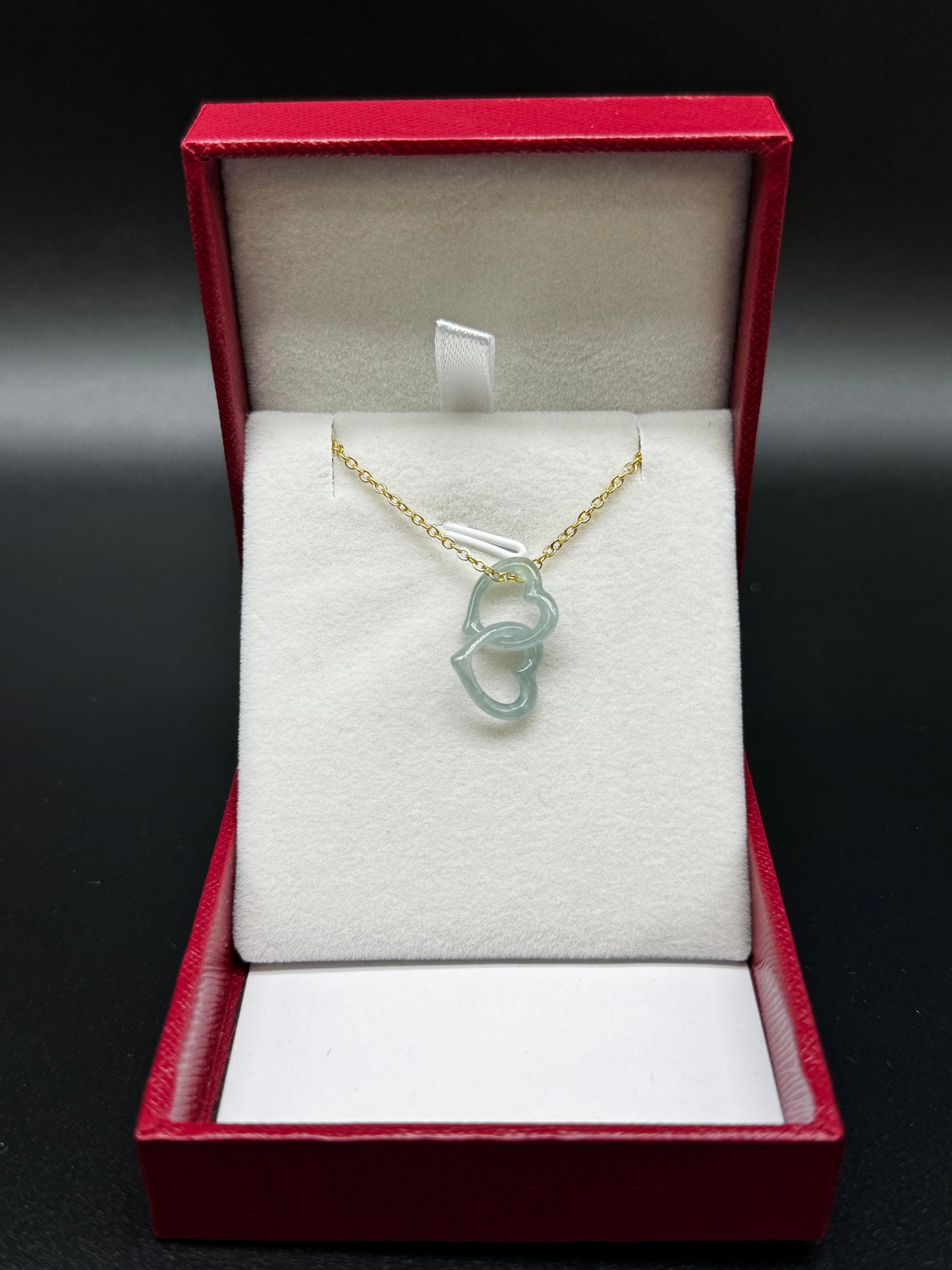 Double Linked Jade Heart Pendant