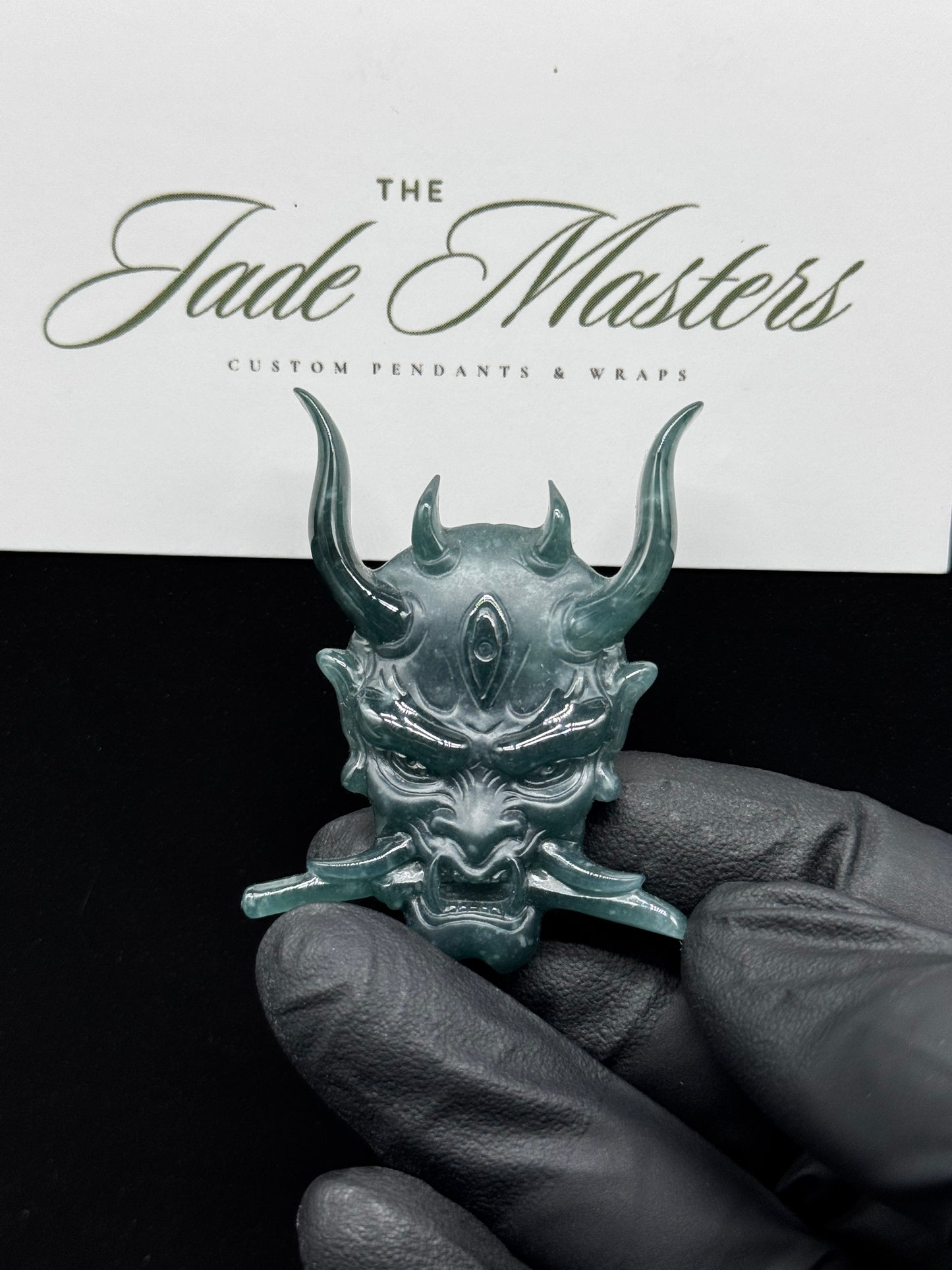 Hannya Mask Jade Pendant – Hand-Carved Certified Grade A Jade | Symbol of Emotion & Protection