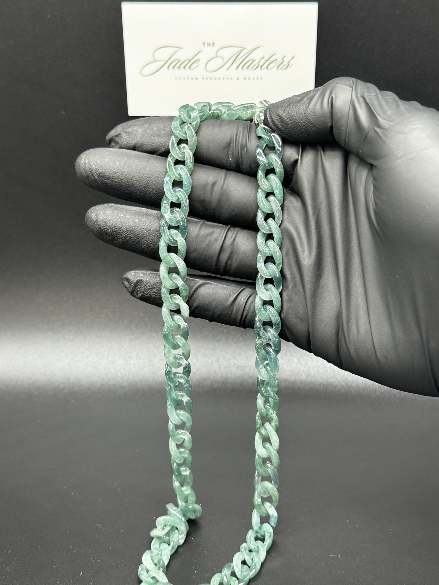 Hand-Carved Certified Grade A Jade Cuban Necklace