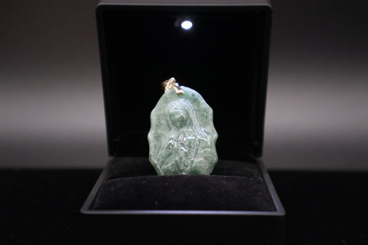 Micro Virgin Mary Jade Pendant