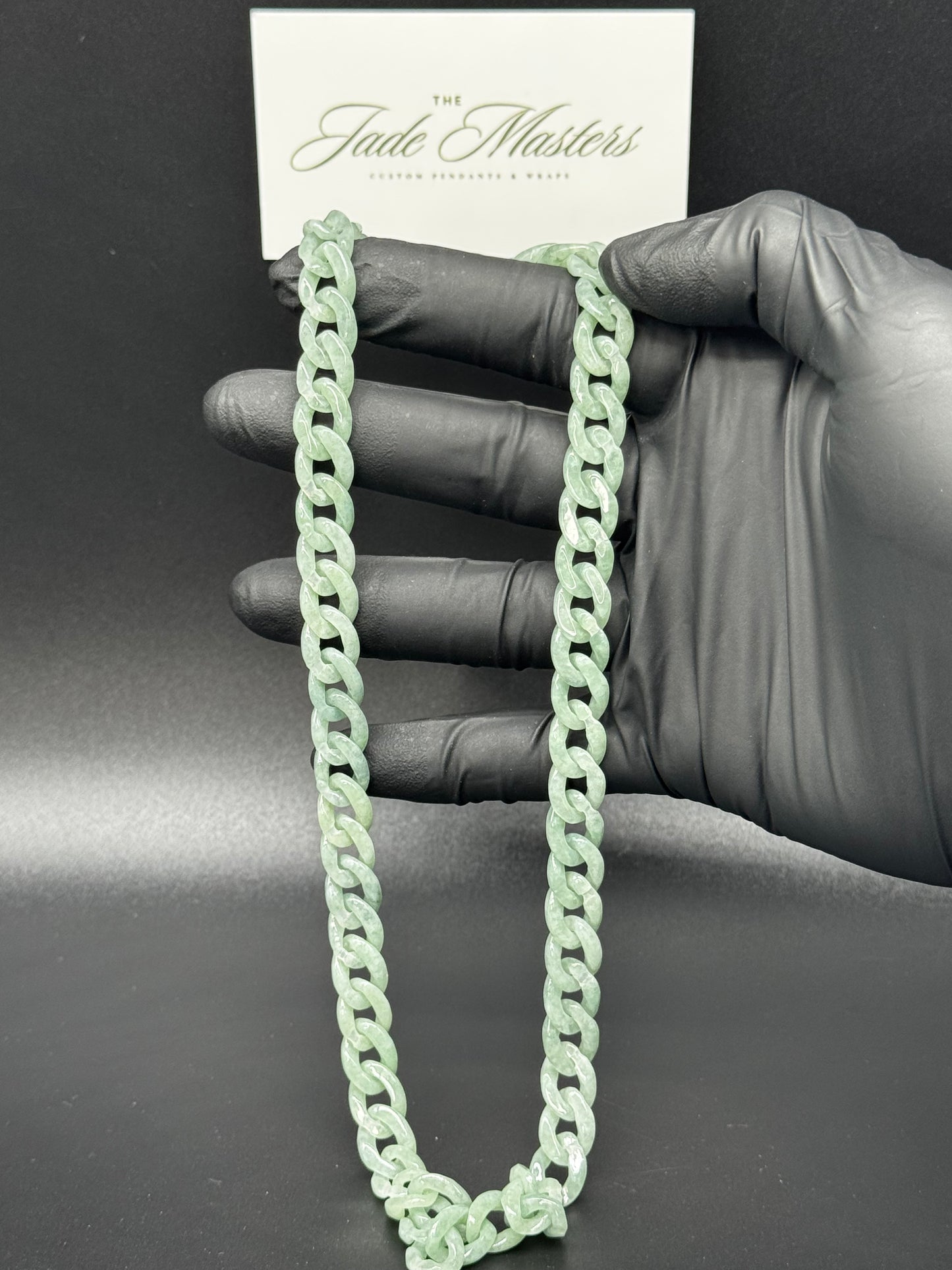 Hand-Carved Certified Grade A Jade Cuban Necklace